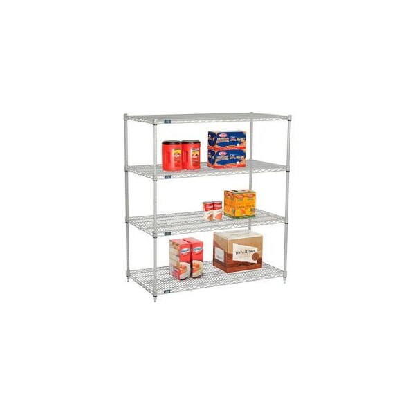 Global Equipment Nexelate Silver Epoxy Wire Shelving Starter 48"W x 36"D x 54"H 36485EP - main